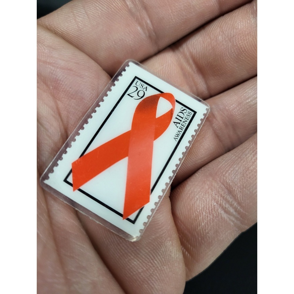 1993 USA 29 AIDS Awareness Stamp  Lapel Pin USPS 90s Retro Collector